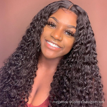 Megalook Hot Selling Cuticle Aligned Unprocessed Brazilian Hair Virgin Human Hair Transparent Lace Frontal Wigs